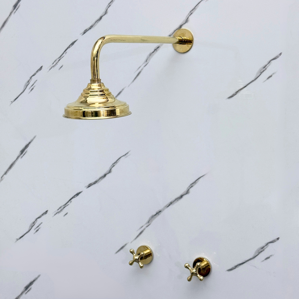 Unlacquered Brass Adjustable Round Rain Shower System — Straight arm (UBCSS-005) — detail view 8