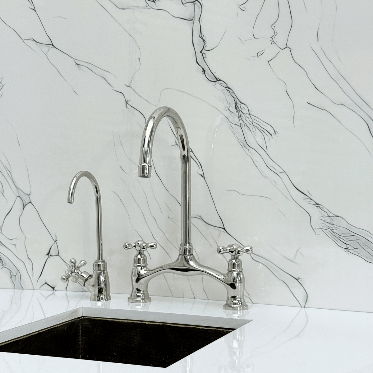 Polished Nickel Bridge Faucet with Cross Handles - Cavendish - Vintaless