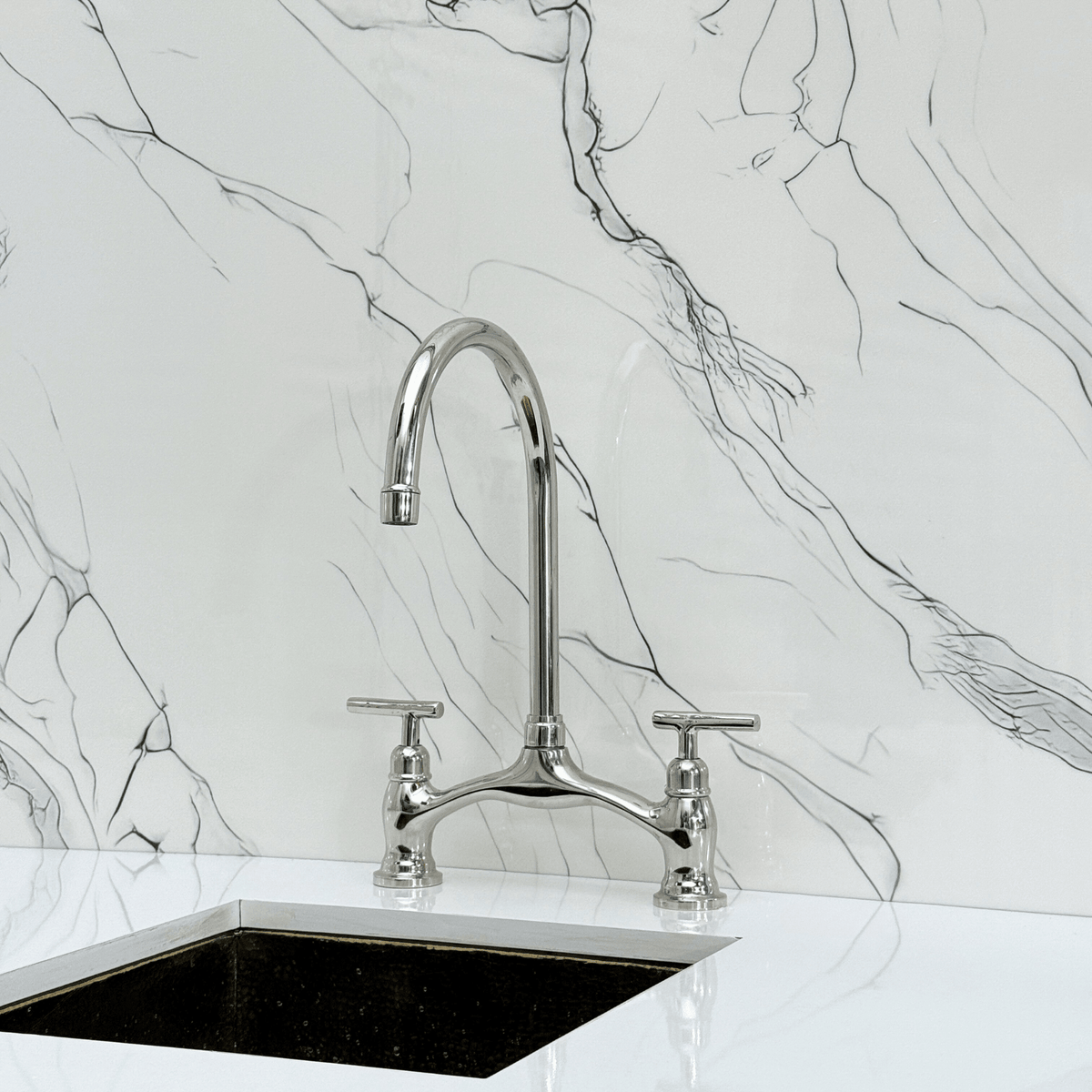 Polished Nickel Bridge Faucet with Lever Handles - Cavendish - Vintaless