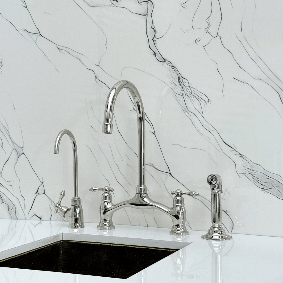 Polished Nickel Bridge Faucet with Lever Handles - Cavendish - Vintaless