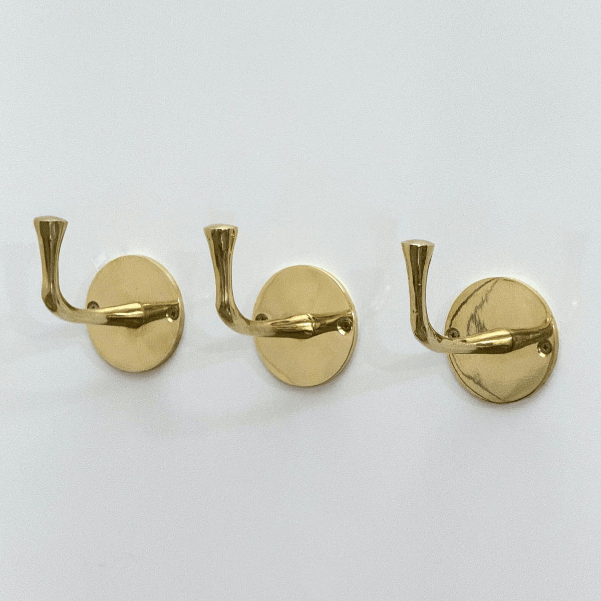 Unlacquered Brass Hooks, Solid Brass Robe Hook, Wall Mount Robe Hooks, Heavy Duty Single Hook - Vintaless