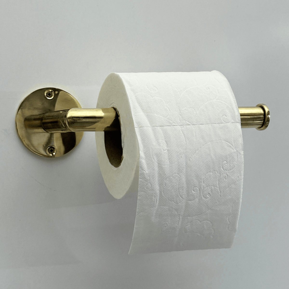 Unlacquered Brass Toilet Paper Holder, Solid Brass Wall Mount Toilet Roll Holder - Vintaless