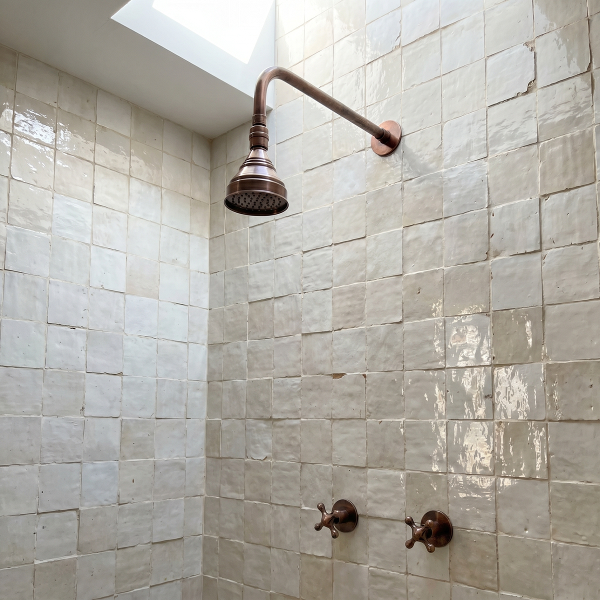 Antique Copper Adjustable Round Rain Shower System — Straight arm (ACCSS-006) — shower system overview