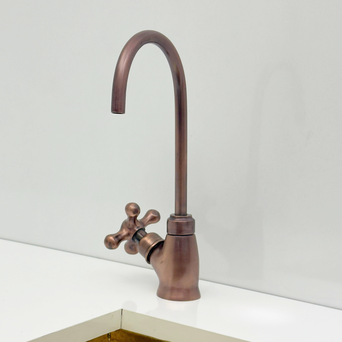 Antique Copper Cold-Water Faucet with Cross Handles – alternate view 3
