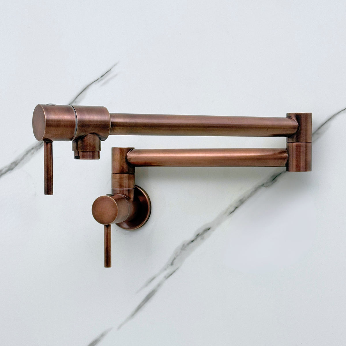 Antique copper pot filler extended for stove-side filling