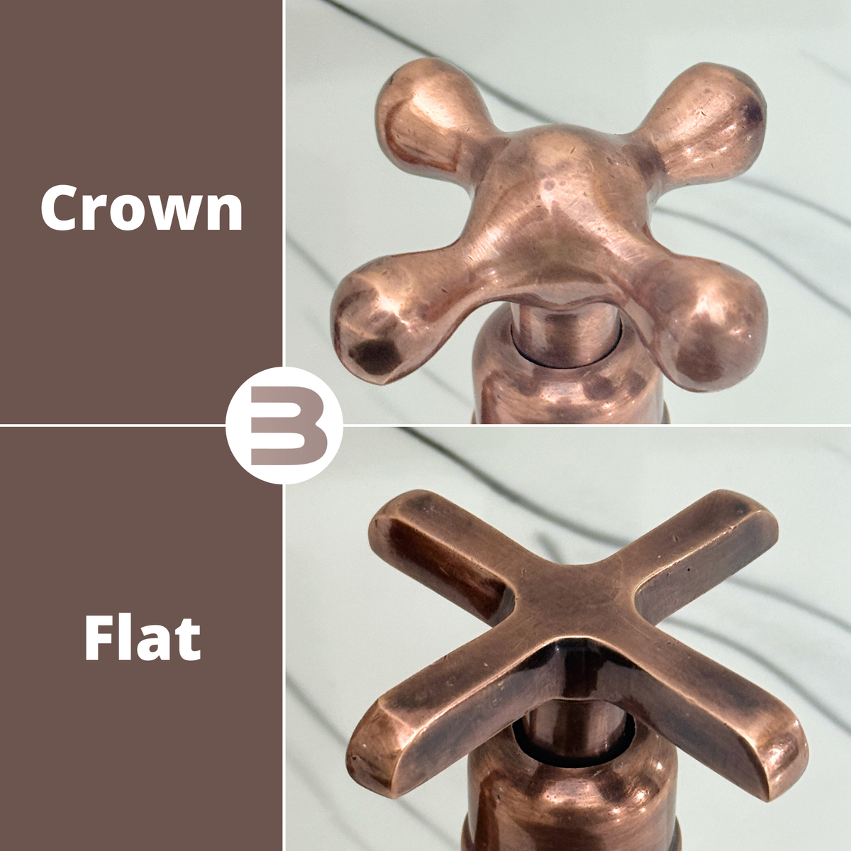 Flat cross handle option for antique copper pot filler