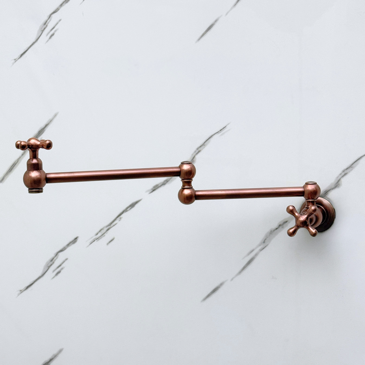 Wall-mounted antique copper pot filler with folding swing arm
