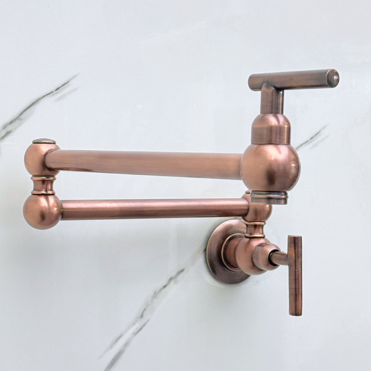 Wall-mounted antique copper pot filler with folding swing arm