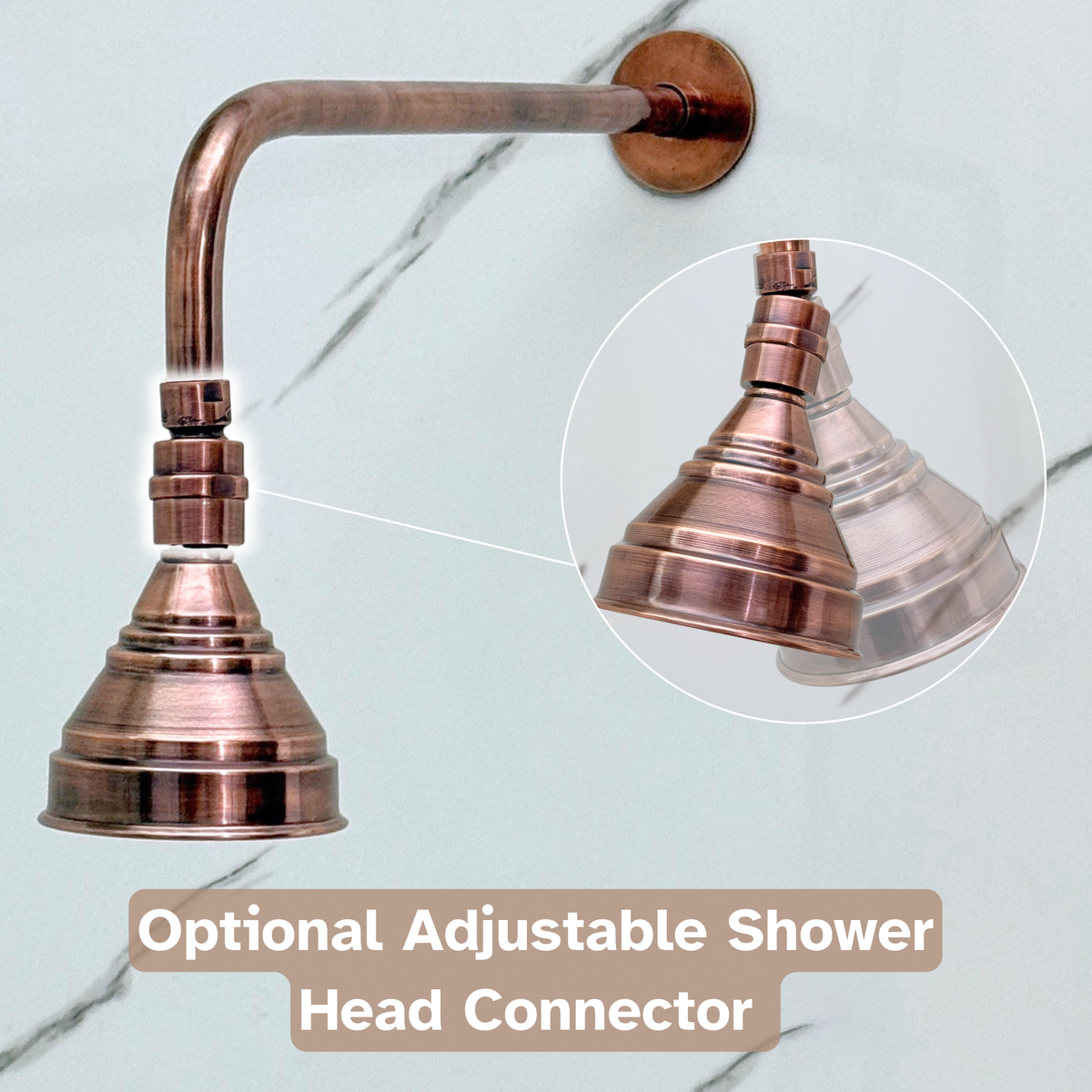 Antique Copper Rain Shower Head with Straight Arm, Adjustable Copper Shower Head - image 4