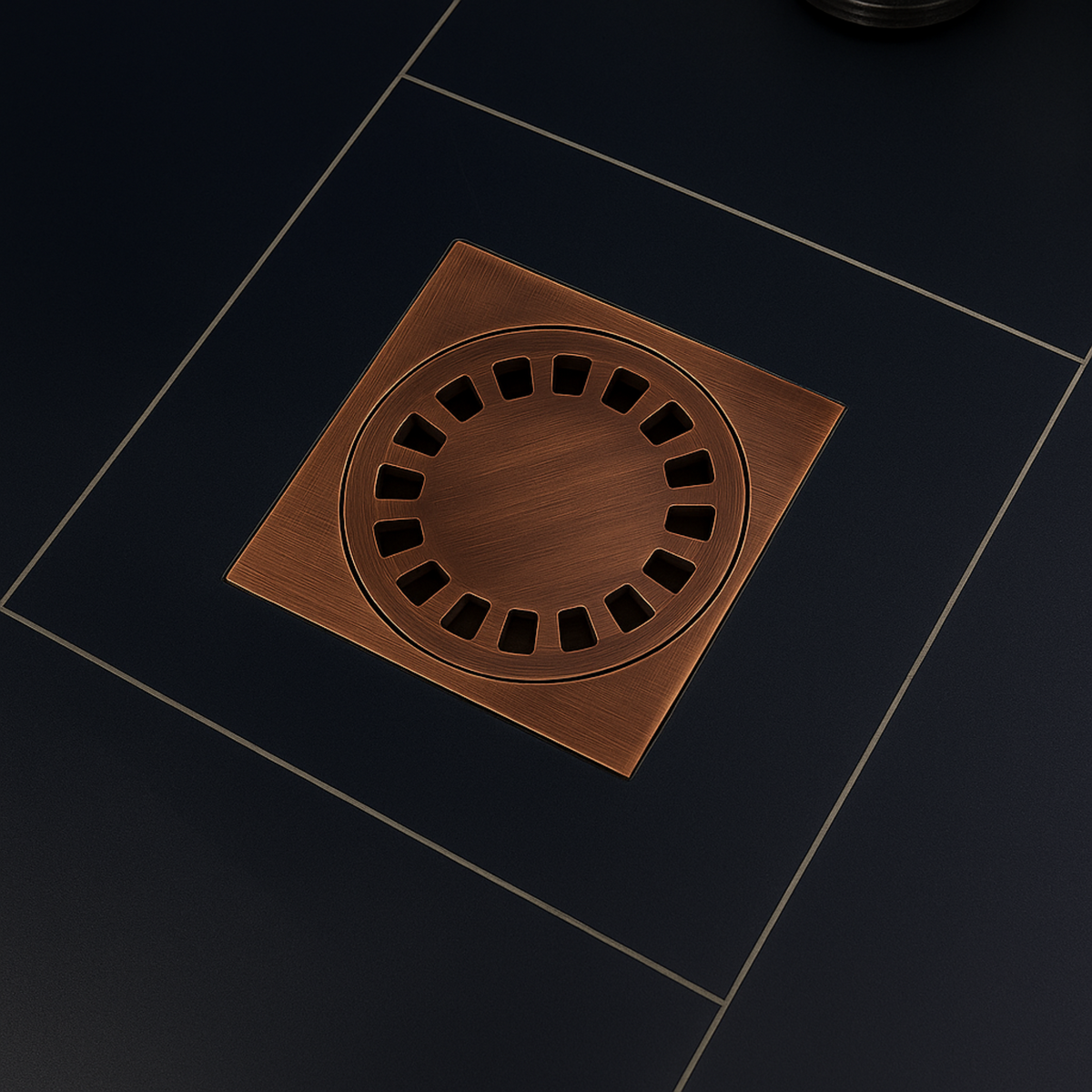 Antique Copper Shower Drain with Removable Cover, Solid Copper Square Shower Drain - image 1