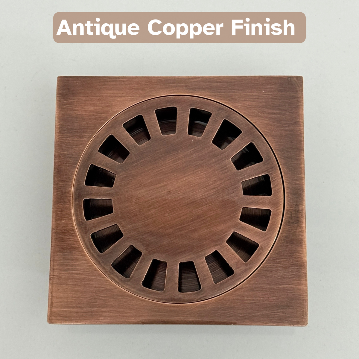 Antique Copper Shower Drain with Removable Cover, Solid Copper Square Shower Drain - image 2
