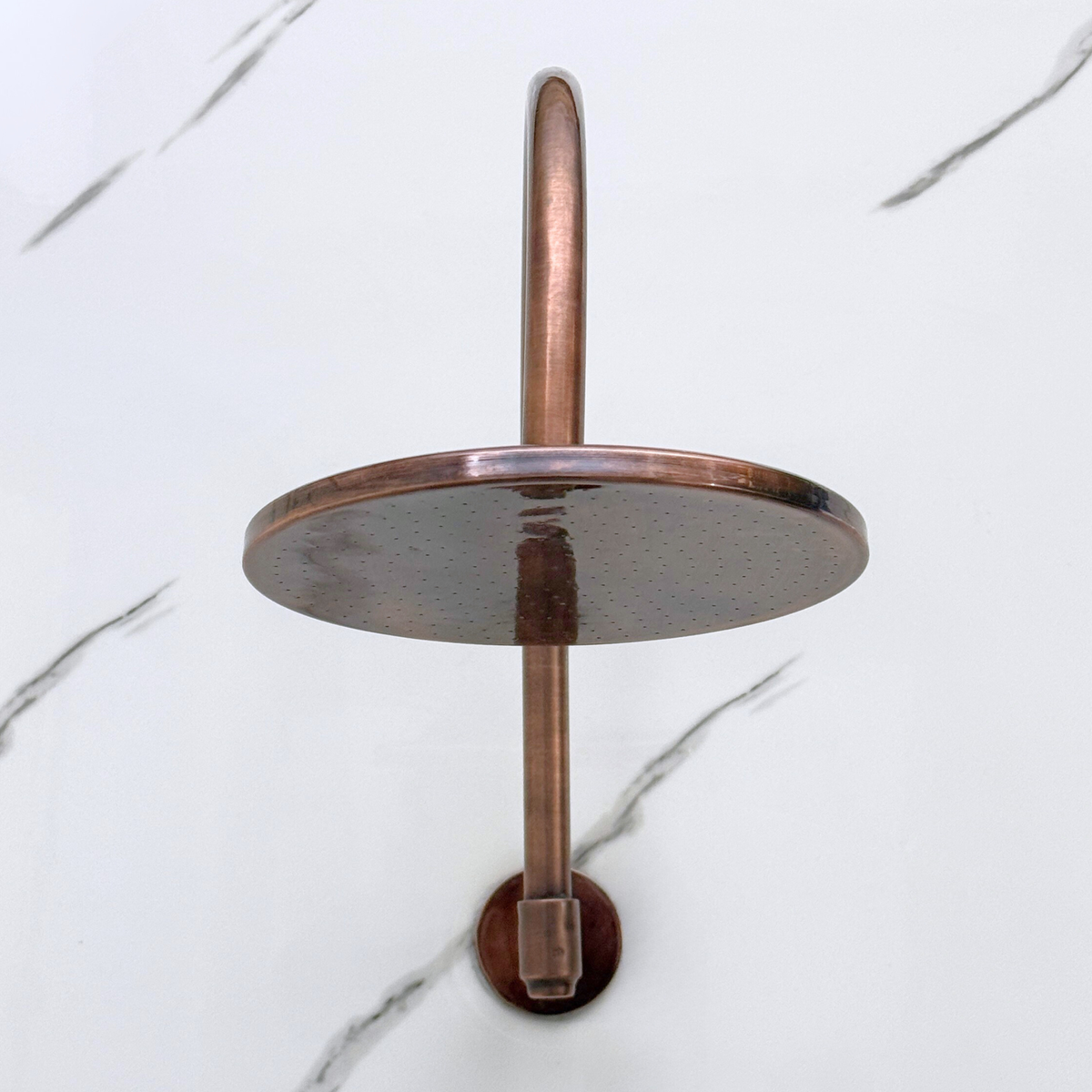 Antique Copper Adjustable Flat Round Rain Shower System with Handheld & Tub Filler — Arcuate arm (ACCSS-014) — detail view 6