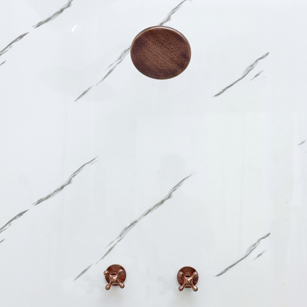Antique Copper Adjustable Flat Round Rain Shower System — Short arm (ACCSS-007) — detail view 5