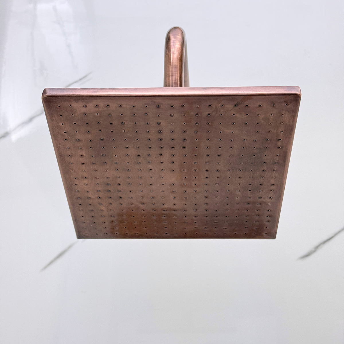 Antique Copper Adjustable Square Rain Shower System with Handheld — Straight arm (ACCSS-018) — detail view 6