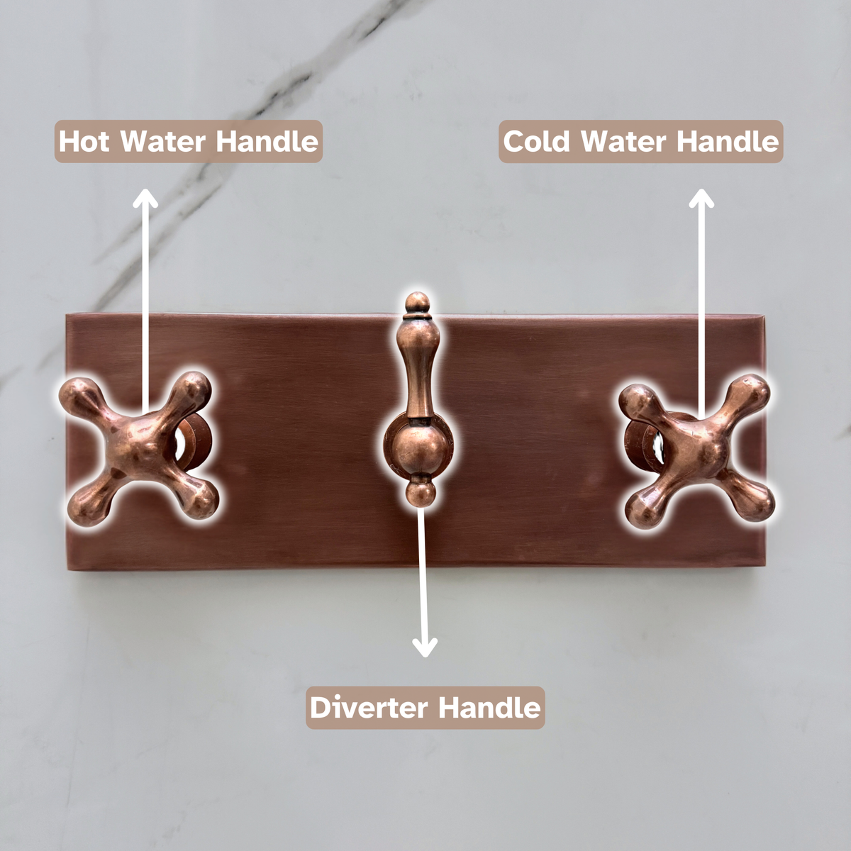 Antique Copper Adjustable Round Rain Shower System with Handheld & Tub Filler — Short arm (ACCSS-013) — detail view 11