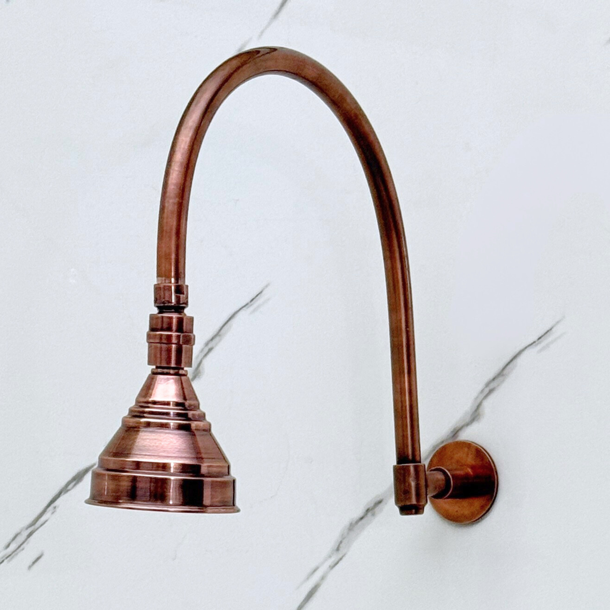 Antique Copper Rain Shower Head with Arcuate Arm, Adjustable Copper Shower Head - image 5