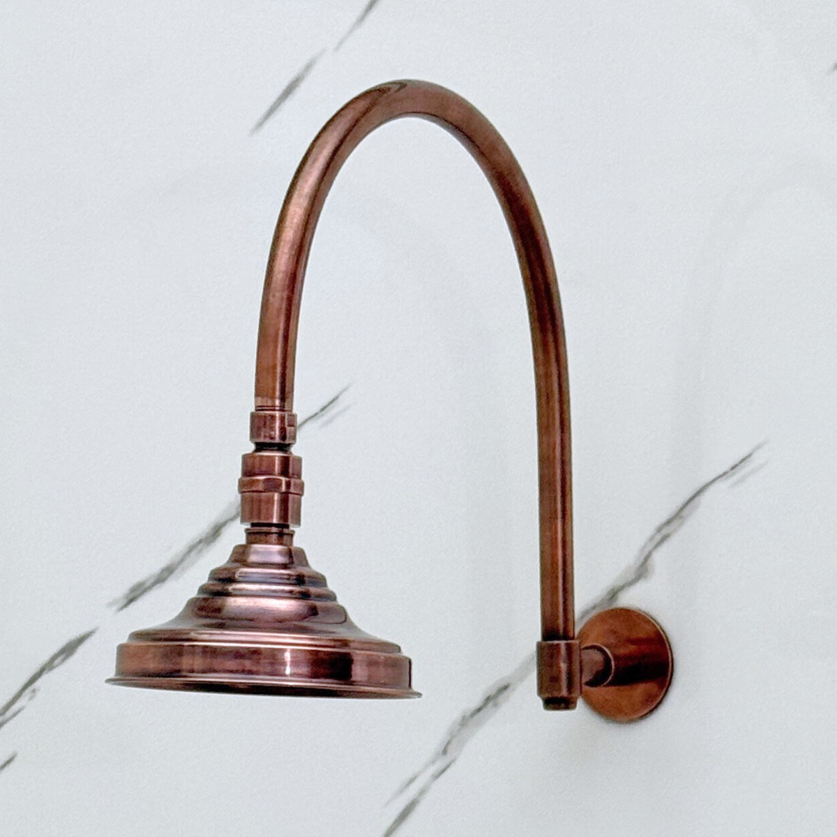 Antique Copper Rain Shower Head with Arcuate Arm, Adjustable Copper Shower Head - image 1