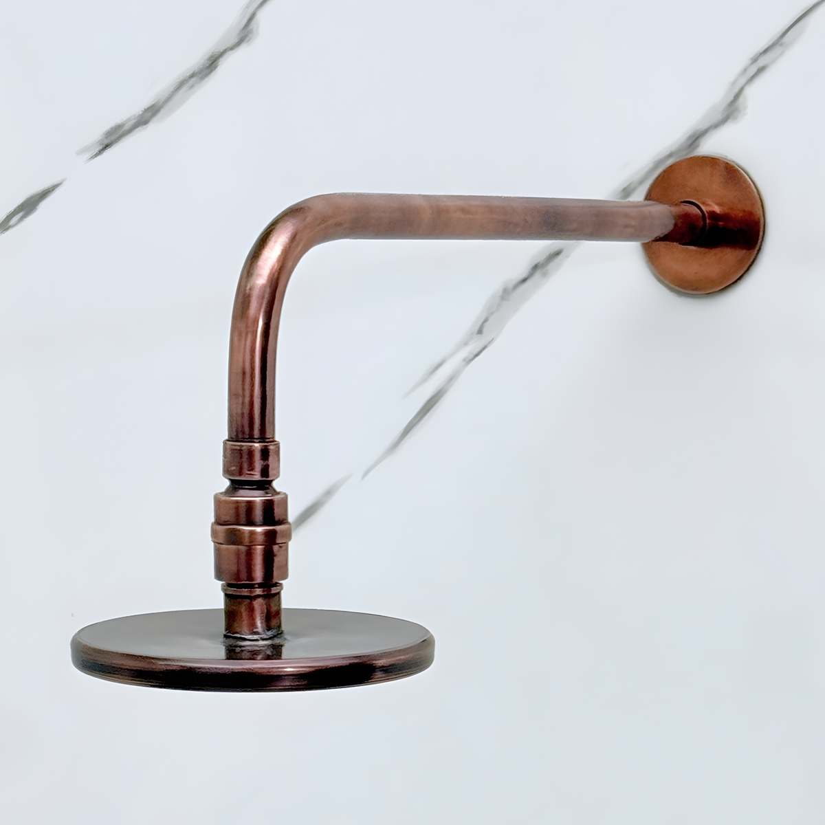 Antique Copper Flat Rain Shower Head with Straight Arm, Adjustable Copper Shower Head - image 1