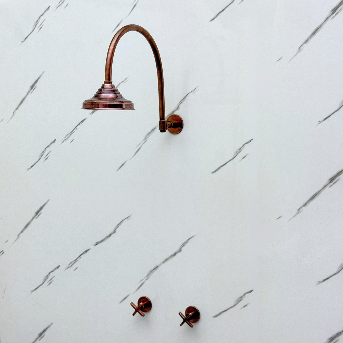 Antique Copper Adjustable Round Rain Shower System — Arcuate arm (ACCSS-003) — detail view 9