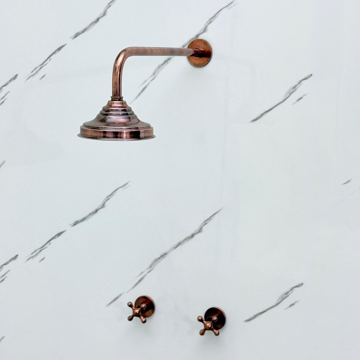 Antique Copper Adjustable Round Rain Shower System — Straight arm (ACCSS-005) — detail view 8