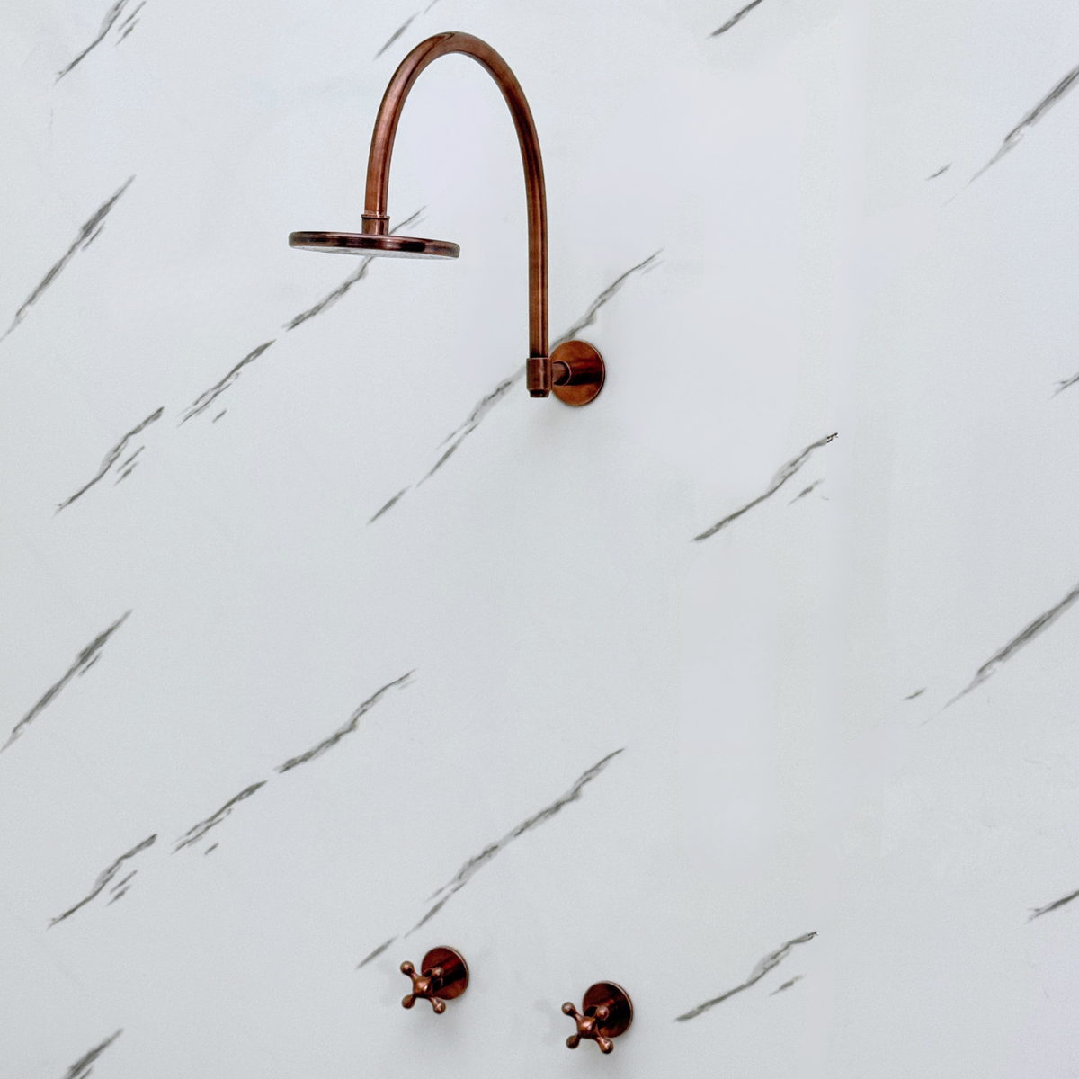 Antique Copper Flat Round Rain Shower System — Arcuate arm (ACCSS-001) — detail view 8