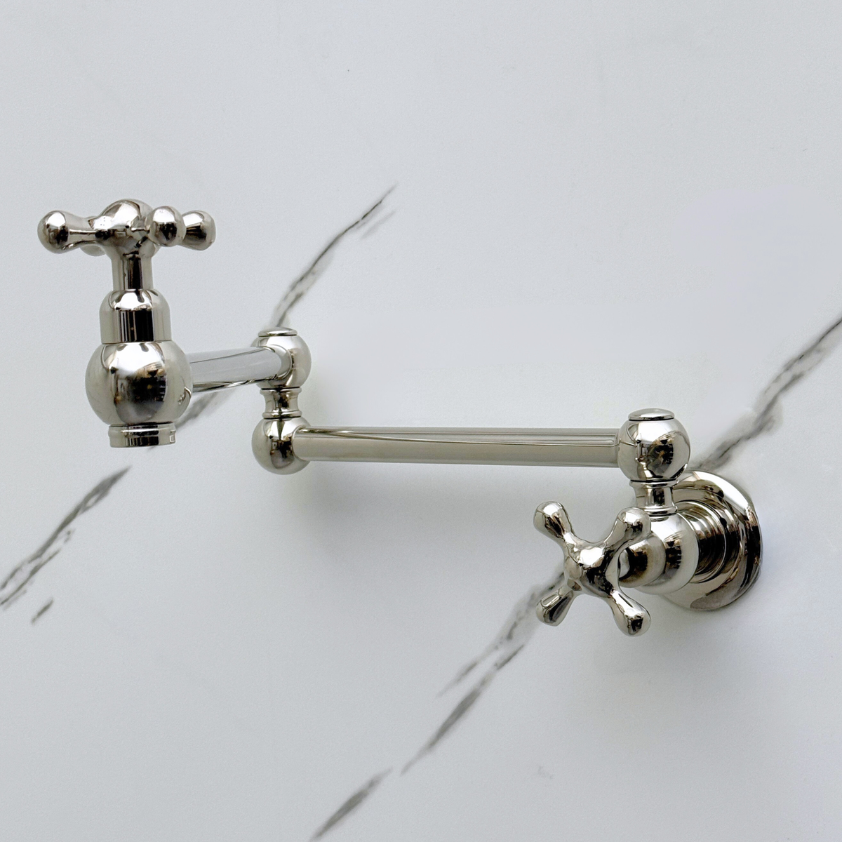 Polished Nickel Pot Filler with Cross Handles – alternate view 3