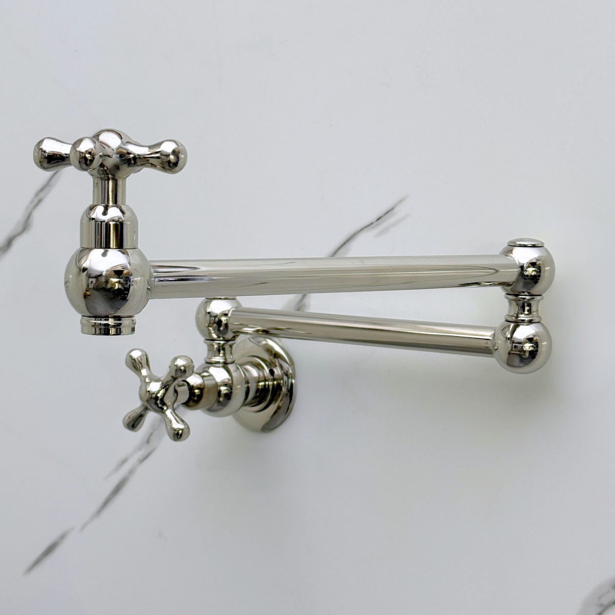 Polished Nickel Pot Filler with Cross Handles – alternate view 4