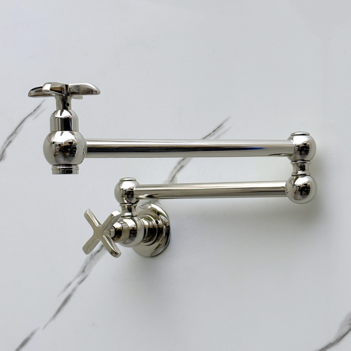 Polished Nickel Pot Filler with Cross Handles – alternate view 9