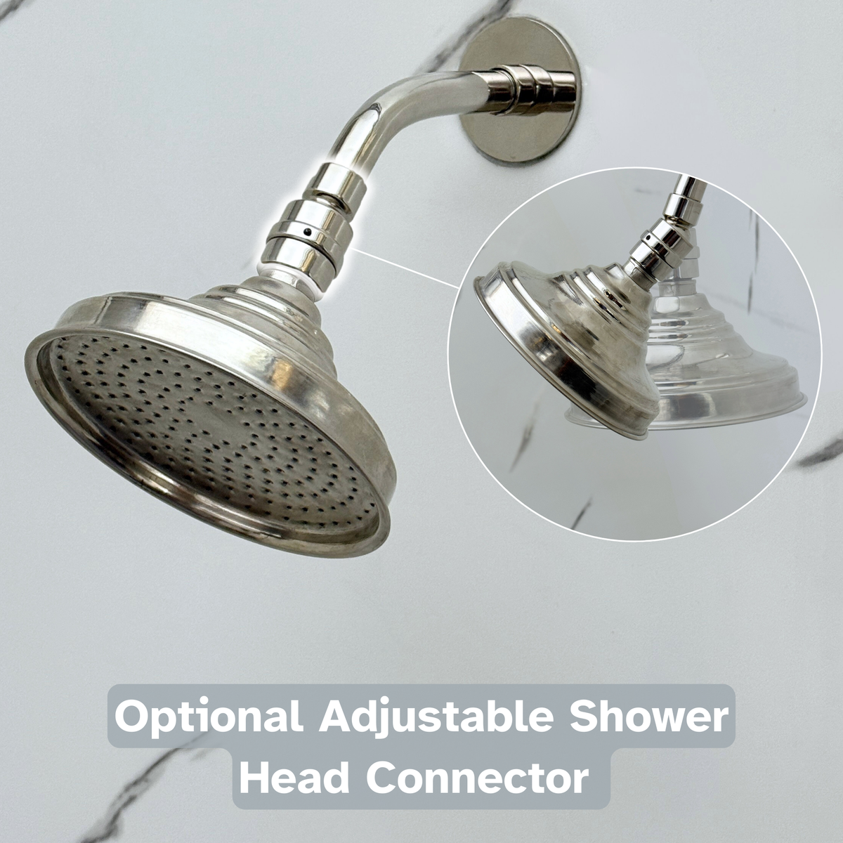 Polished Nickel Rain Shower Head with Short Arm, Adjustable Nickel Shower Head - image 3
