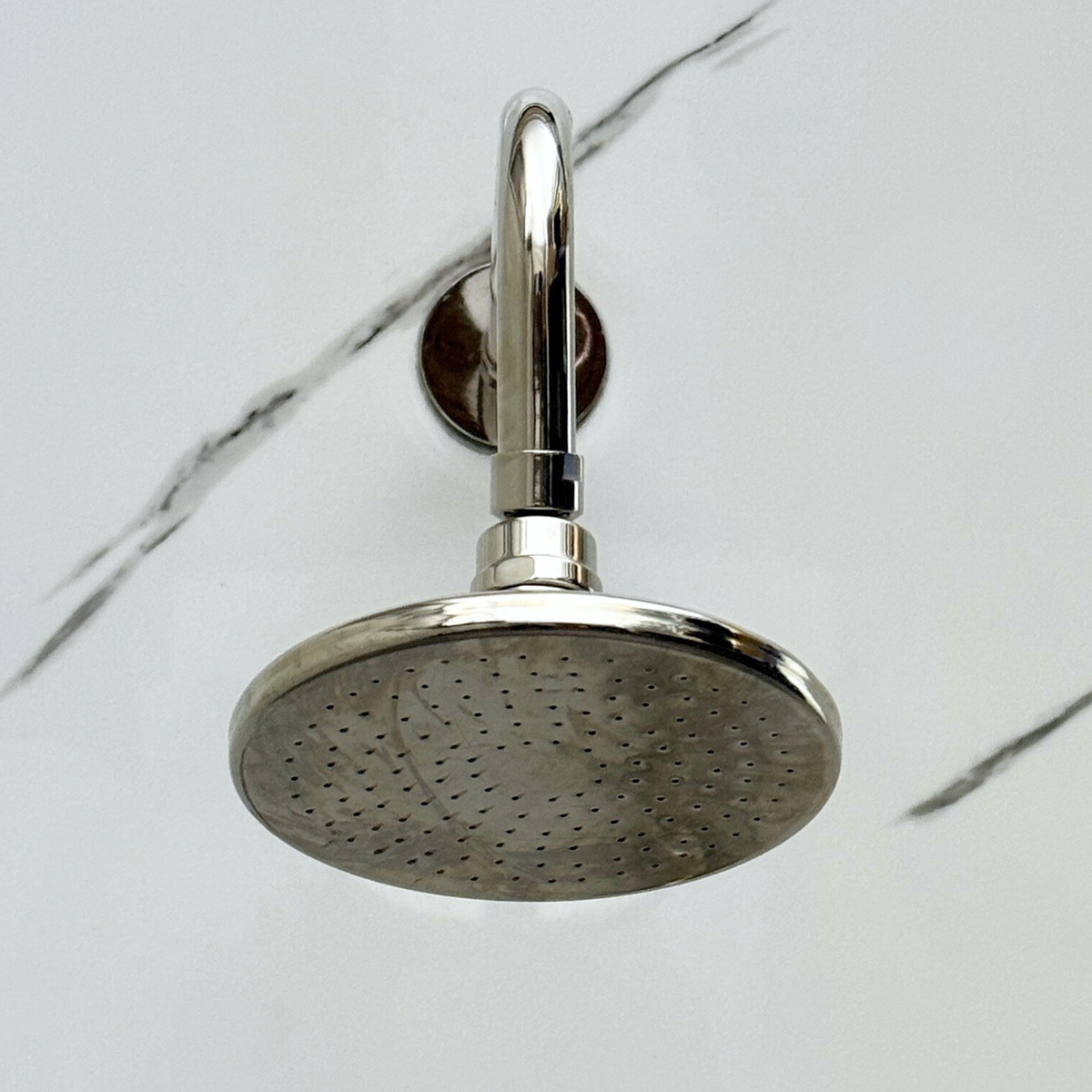 Polished Nickel Flat Rain Shower Head with Straight Arm, Adjustable Nickel Shower Head - image 2