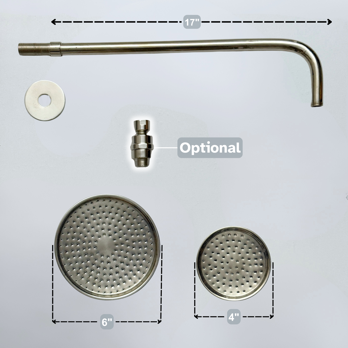 Polished Nickel Rain Shower Head with Straight Arm, Adjustable Nickel Shower Head - image 8
