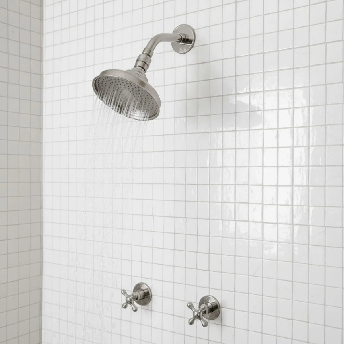 Polished Nickel Adjustable Round Rain Shower System — Short arm (PNCSS-009) — shower system overview
