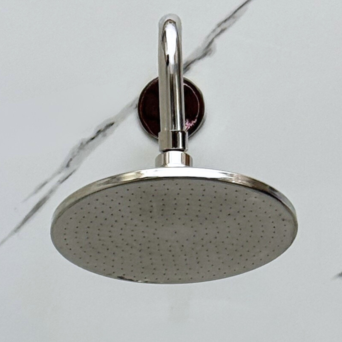 Polished Nickel Adjustable Flat Round Rain Shower System with Handheld & Tub Filler — Straight arm (PNCSS-019) — detail view 6