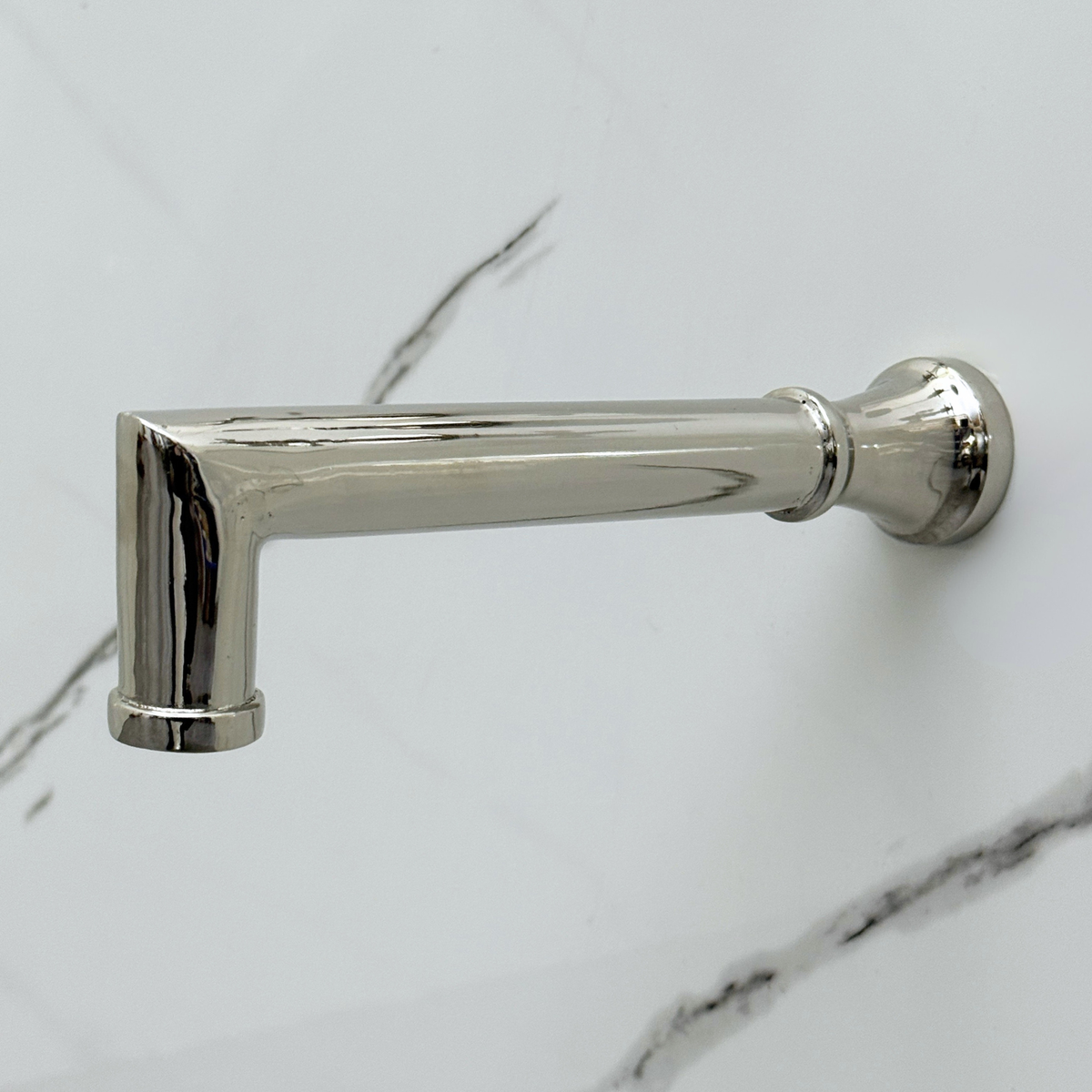 Polished Nickel Adjustable Flat Round Rain Shower System with Tub Filler — Straight arm (PNCSS-018) — detail view 10