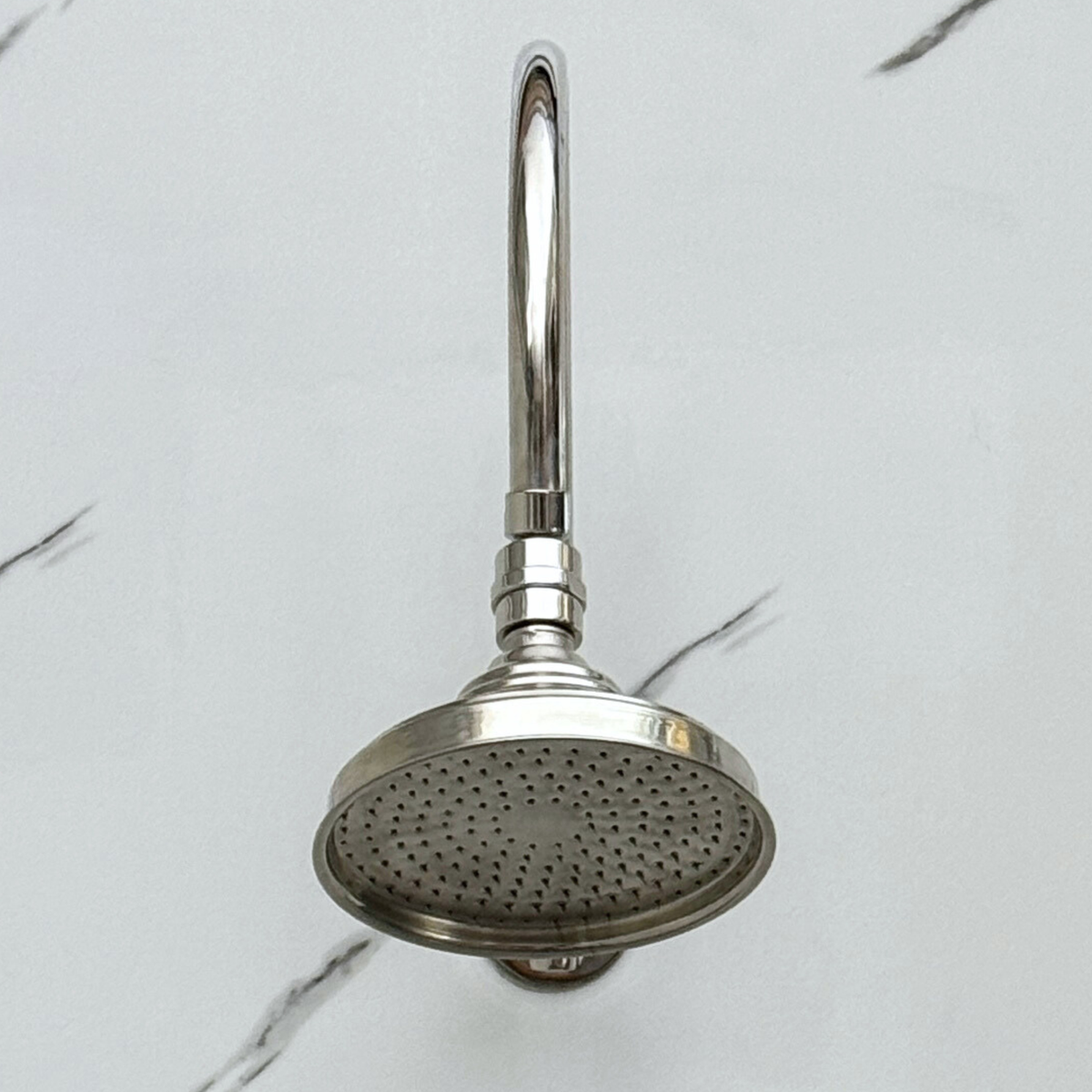 Polished Nickel Adjustable Round Rain Shower System — Arcuate arm (PNCSS-003) — detail view 6