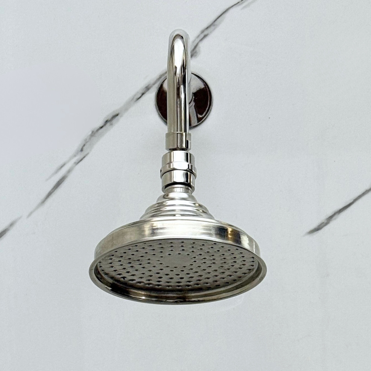 Polished Nickel Adjustable Round Rain Shower System — Straight arm (PNCSS-005) — detail view 6