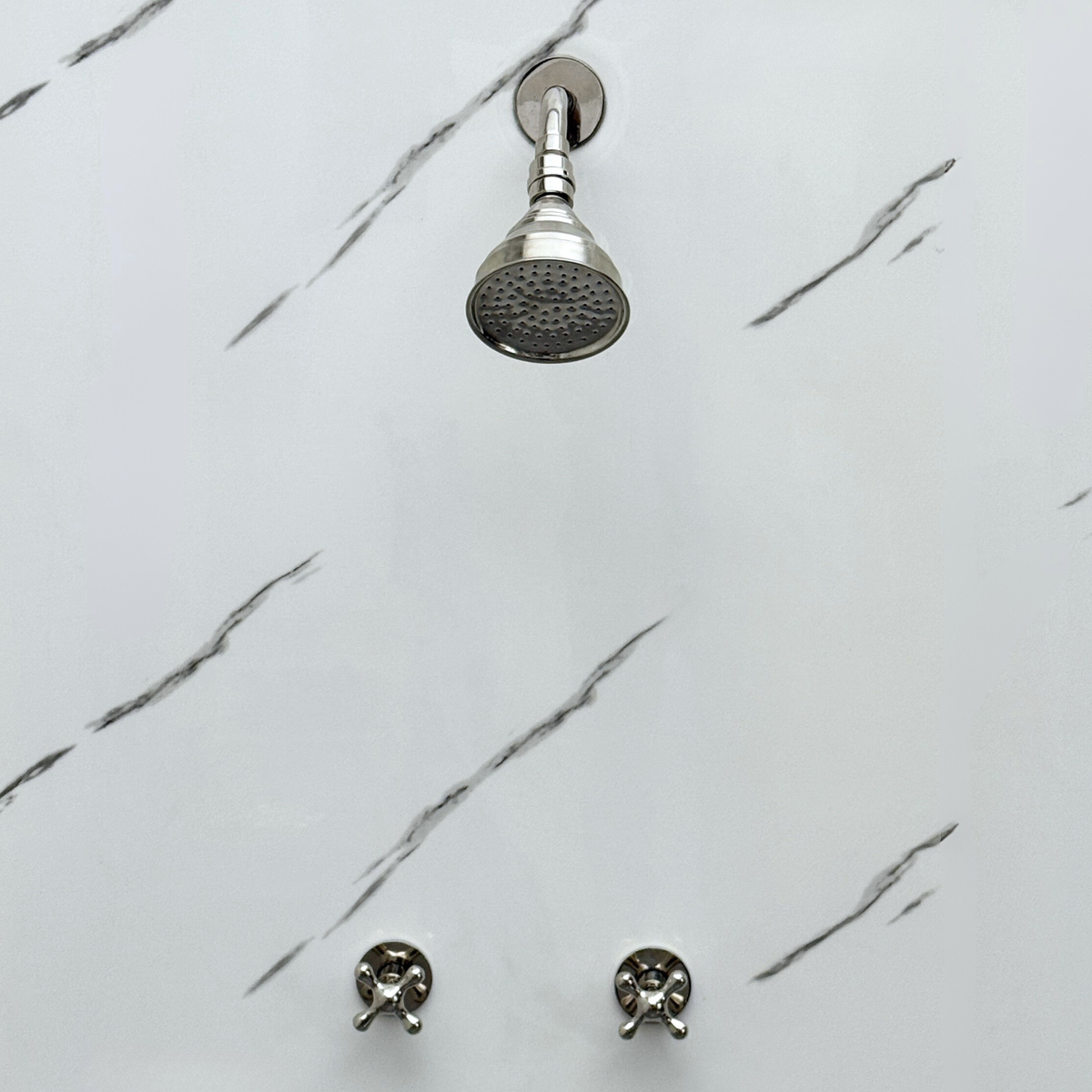 Polished Nickel Adjustable Round Rain Shower System — Short arm (PNCSS-008) — detail view 5
