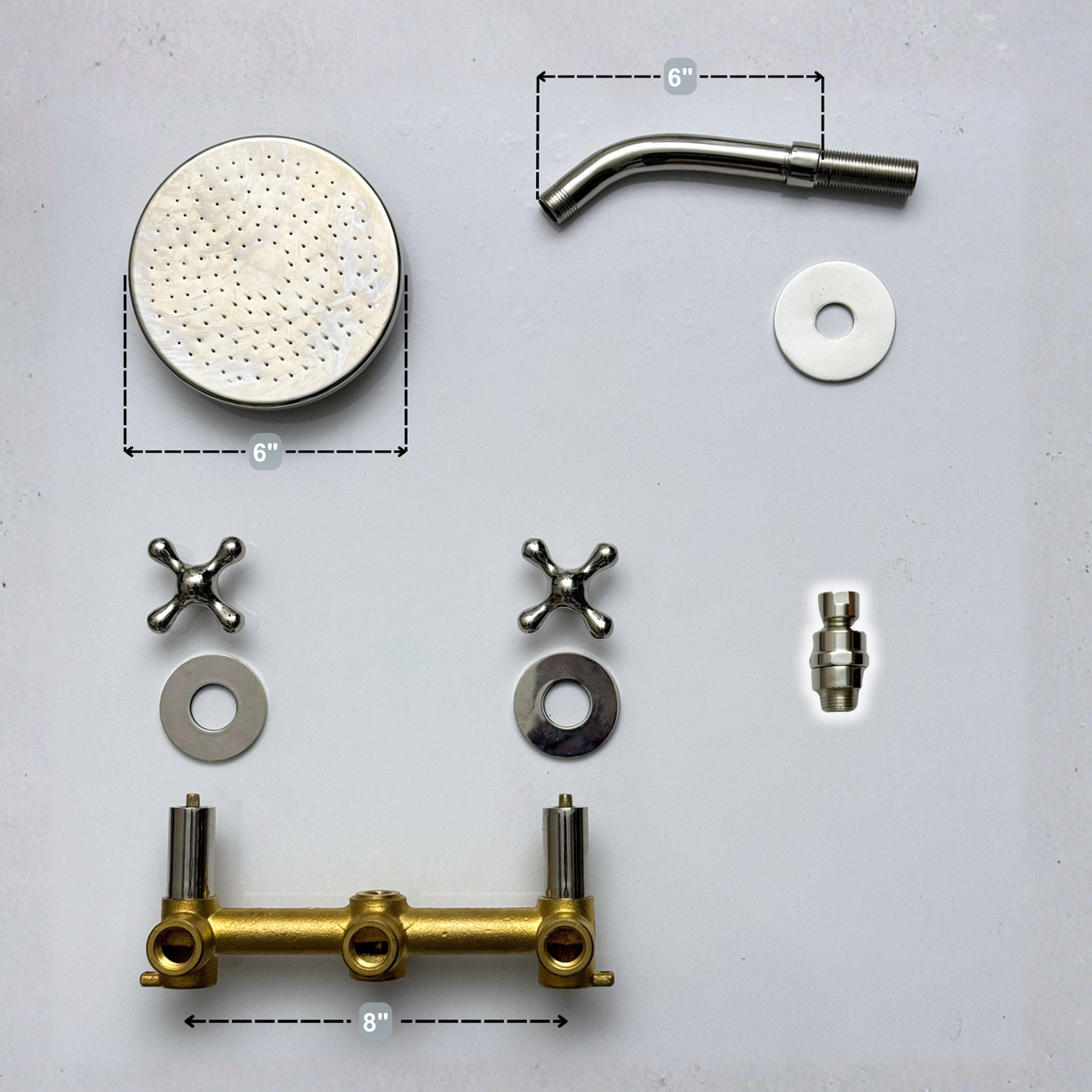 Polished Nickel Adjustable Flat Round Rain Shower System — Short arm (PNCSS-007) — detail view 10