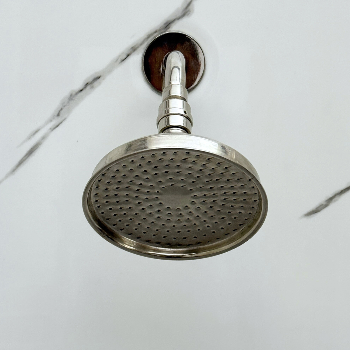 Polished Nickel Adjustable Round Rain Shower System — Short arm (PNCSS-009) — detail view 6