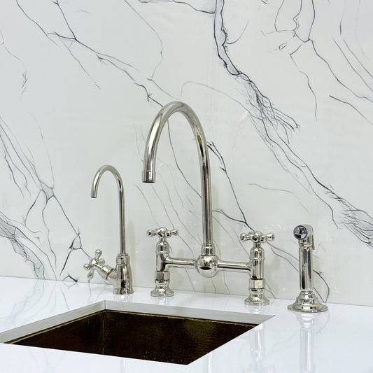Polished Nickel Vintage Bridge Kitchen Faucet with Cross Handles – Somerset