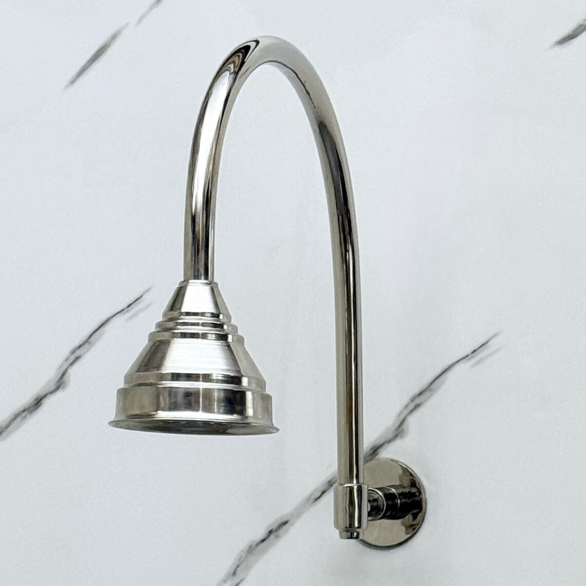 Polished Nickel Rain Shower Head with Arcuate Arm, Adjustable Nickel Shower Head - image 6