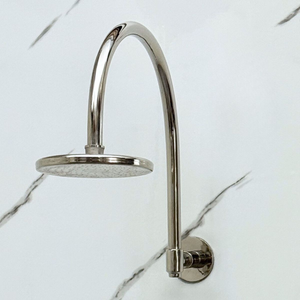 Polished Nickel Flat Rain Shower Head with Arcuate Arm, Adjustable Nickel Shower Head - image 4
