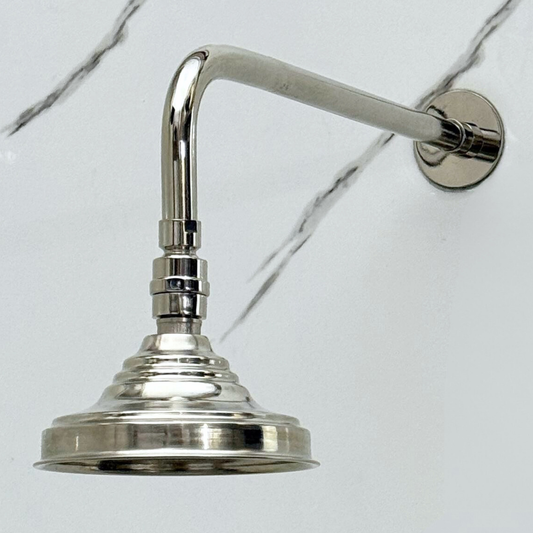 Polished Nickel Rain Shower Head with Straight Arm, Adjustable Nickel Shower Head - image 1