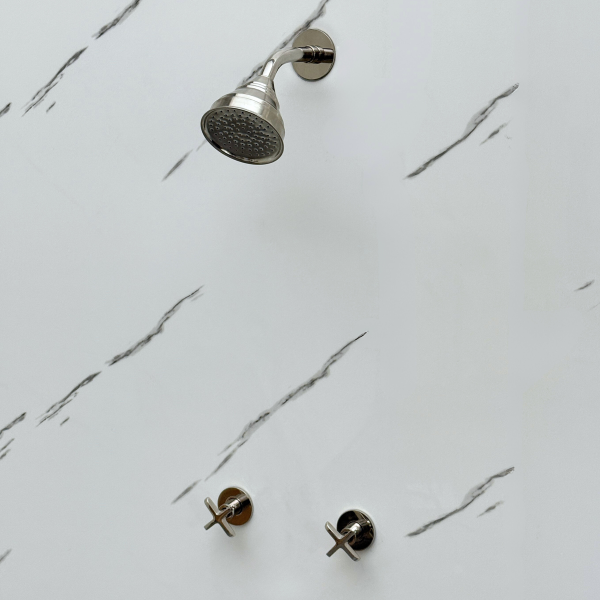 Polished Nickel Adjustable Round Rain Shower System — Short arm (PNCSS-008) — detail view 9