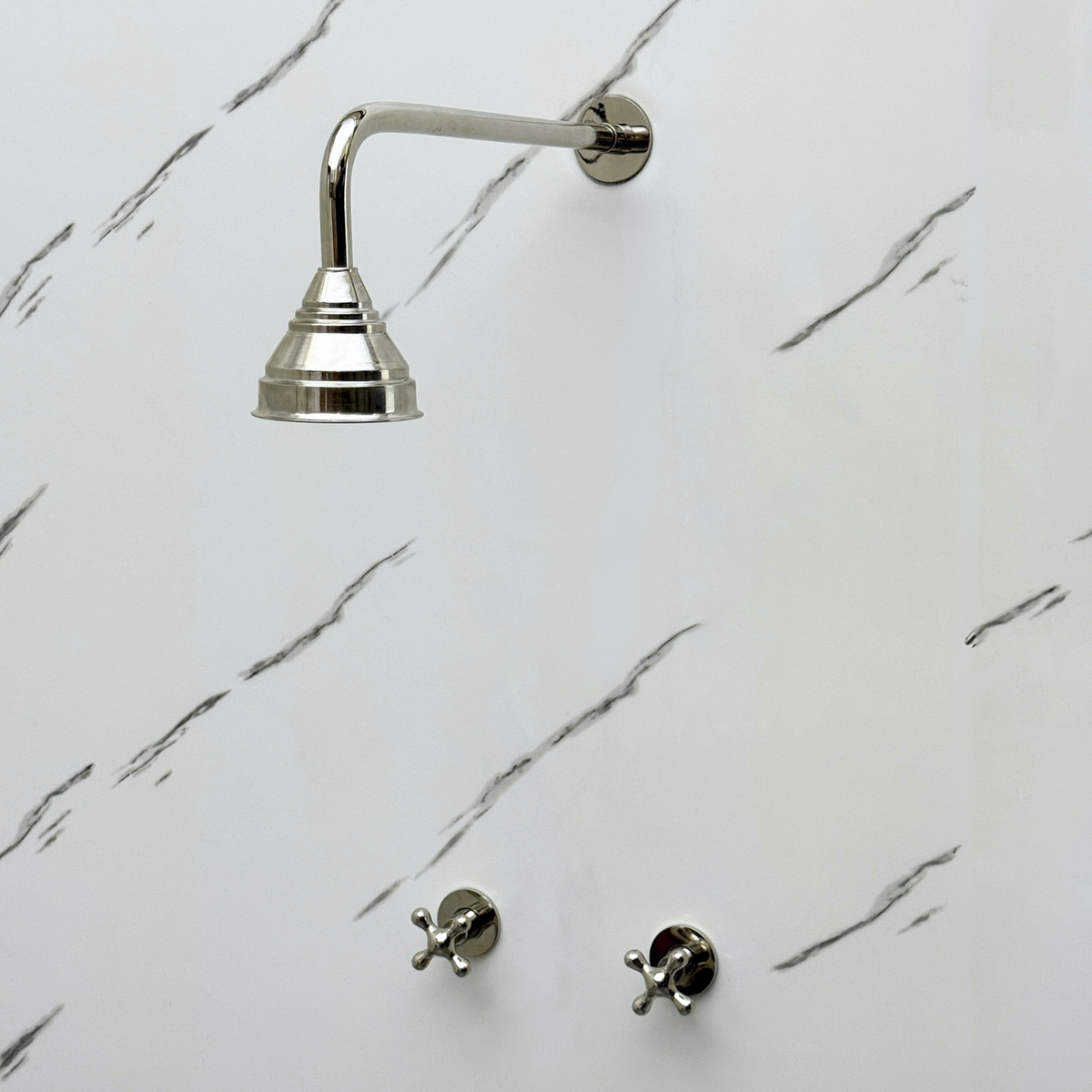 Polished Nickel Adjustable Round Rain Shower System — Straight arm (PNCSS-006) — detail view 8