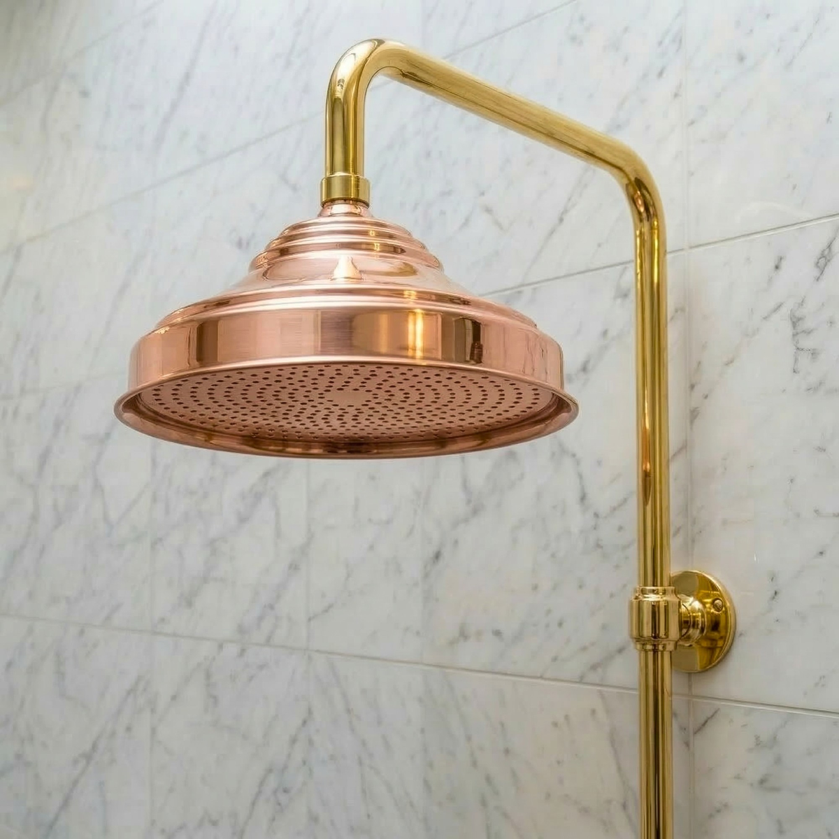 Aura Solid Copper Rain Shower Head - Unlacquered Living Finish - image 5