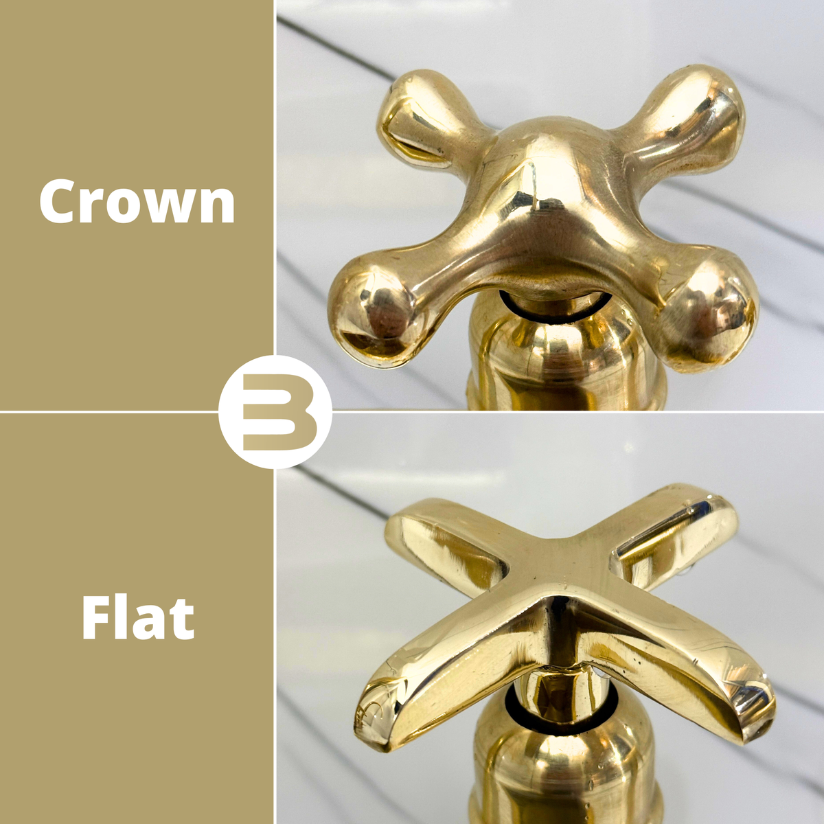 Dome unlacquered brass widespread faucet, 6" reach with cross handles – alternate view 9