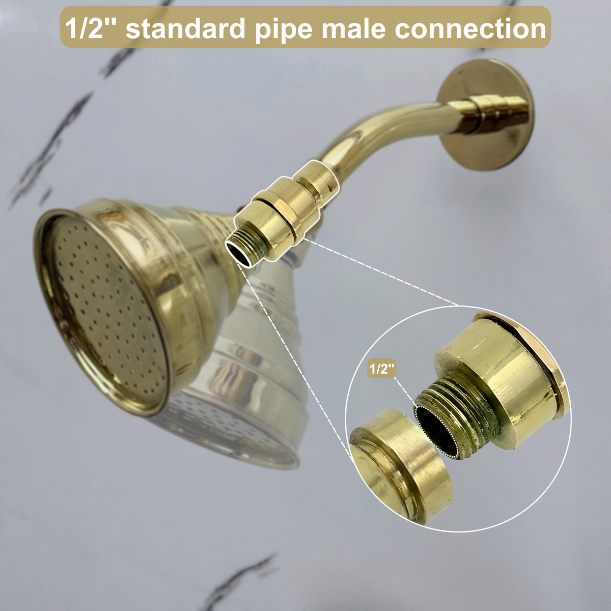 Unlacquered Brass Adjustable Shower Head Connector - image 3