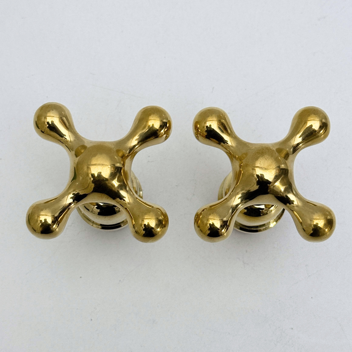 Unlacquered Brass Cross Handles with Cartridge, Solid Brass Cross Handles for Brass Fixtures - image 3