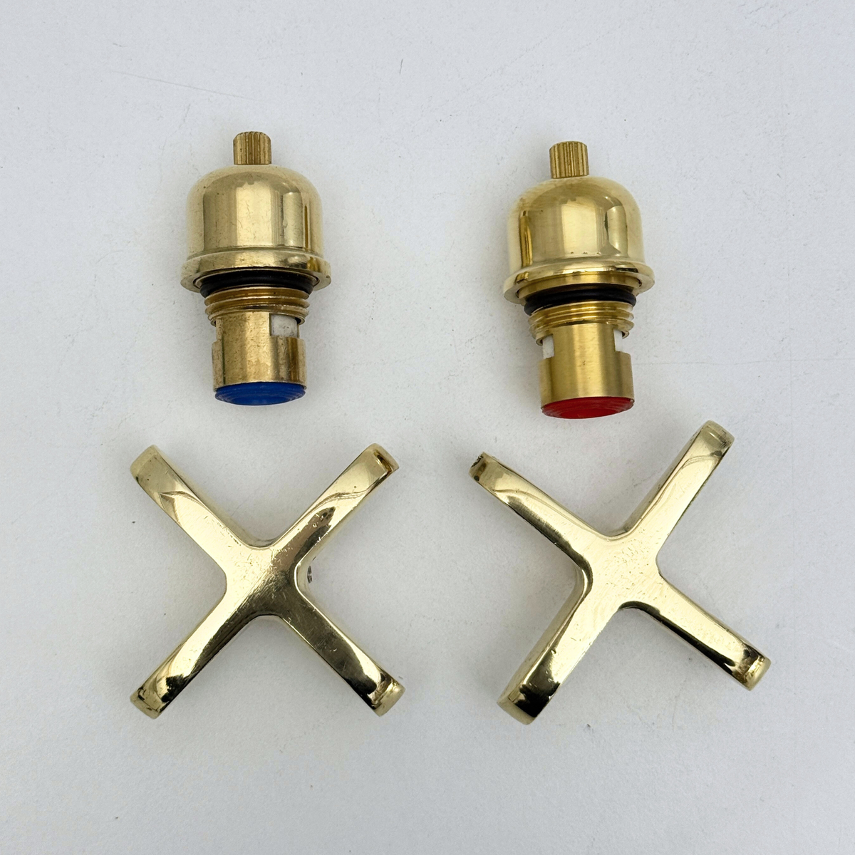 Unlacquered Brass Cross Handles with Cartridge, Solid Brass Cross Handles for Brass Fixtures - image 4